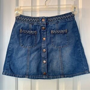 Womens Kendall + Kylie Mini Denim Skirt Size 25 Braided Waist Embellish Jean